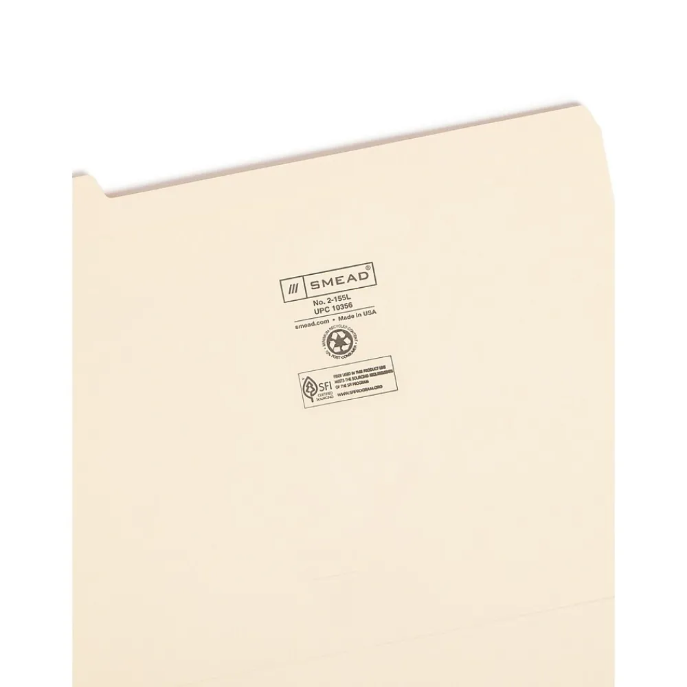 File Folders|Smead File Folder, Reinforced 1/5-Cut Tab, Letter Size, Manila, 100/Box (10356)
