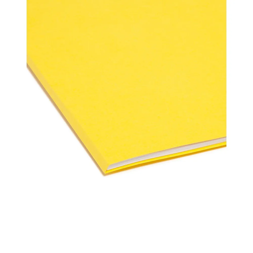 File Folders|Smead File Folder, Reinforced Straight-Cut Tab, Letter Size, Yellow, 100 per Box (12910)