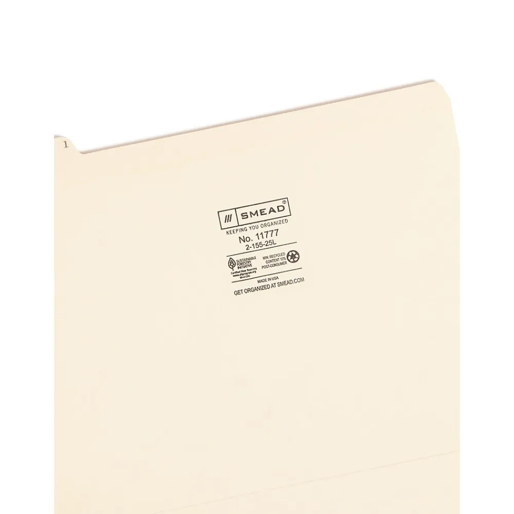 File Folders|Smead File Folders, A-Z Index, Reinforced 1/5-Cut Tab, Letter Size, Manila, 25/Set (11777)
