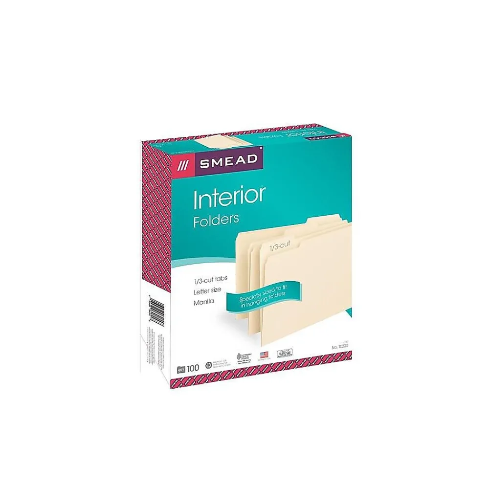 File Folders|Smead File Folders, 1/2-Cut Tab, Letter Size, Manila, 100/Bx (10320)