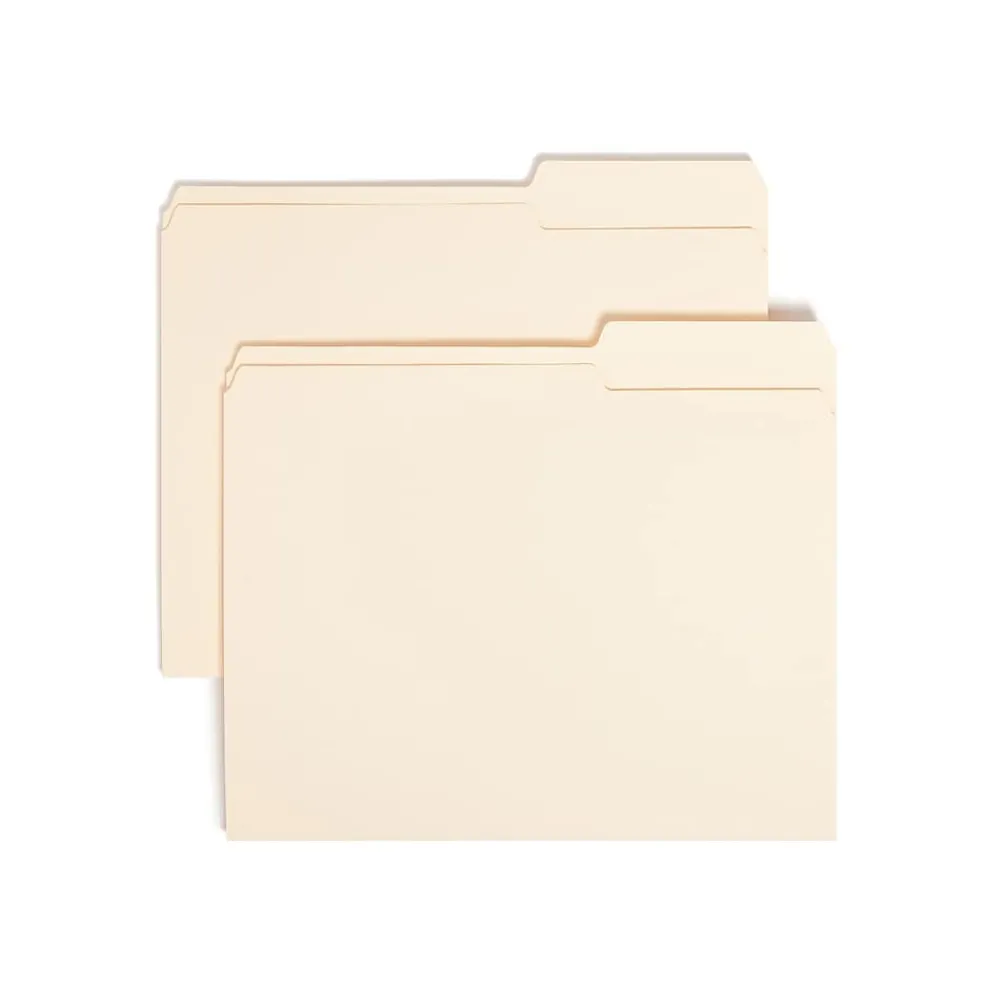 File Folders|Smead File Folders, 2/5-Cut Tab, Letter Size, Manila, 100/Bx (10385)