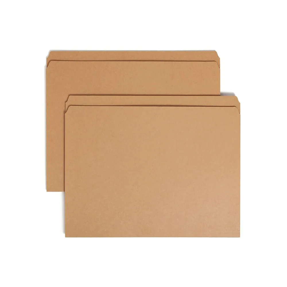 File Folders|Smead File Folders, Reinforced Straight-Cut Tab, Letter Size, Kraft, 100/Box (10710)