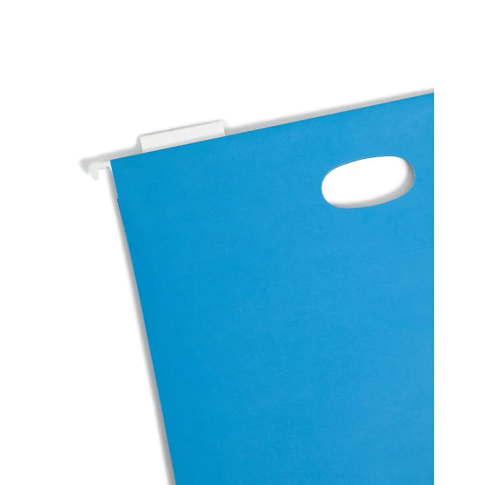 Hanging File Folders|Smead Hanging File Folders, 1/5-Cut Adjustable Tab, Letter Size, 2" Expansion, Sky Blue, 25/Box (64250)