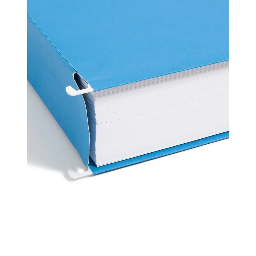 Hanging File Folders|Smead Hanging File Folders, 1/5-Cut Adjustable Tab, Letter Size, 2" Expansion, Sky Blue, 25/Box (64250)