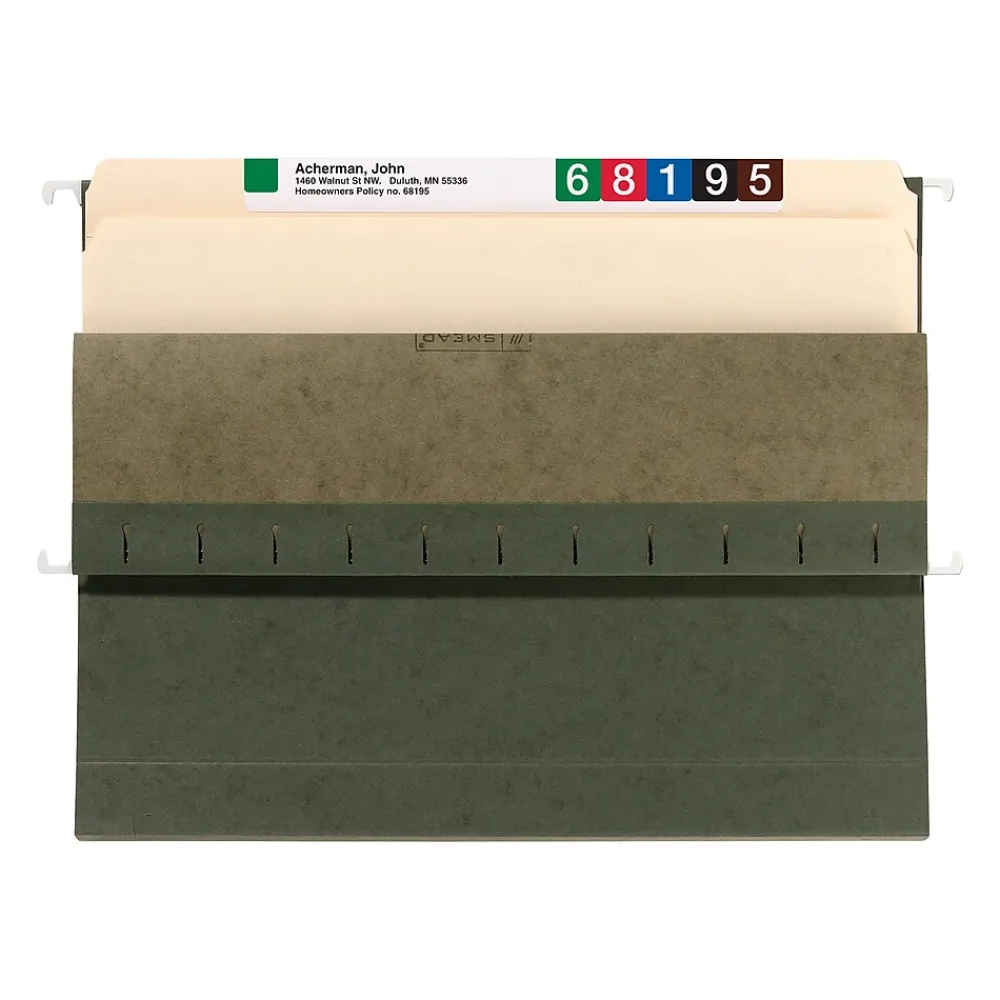 Hanging File Folders|Smead Hanging File Folders with Box Bottom, 2" Expansion, Letter Size, Standard Green, 25/Box (64259)