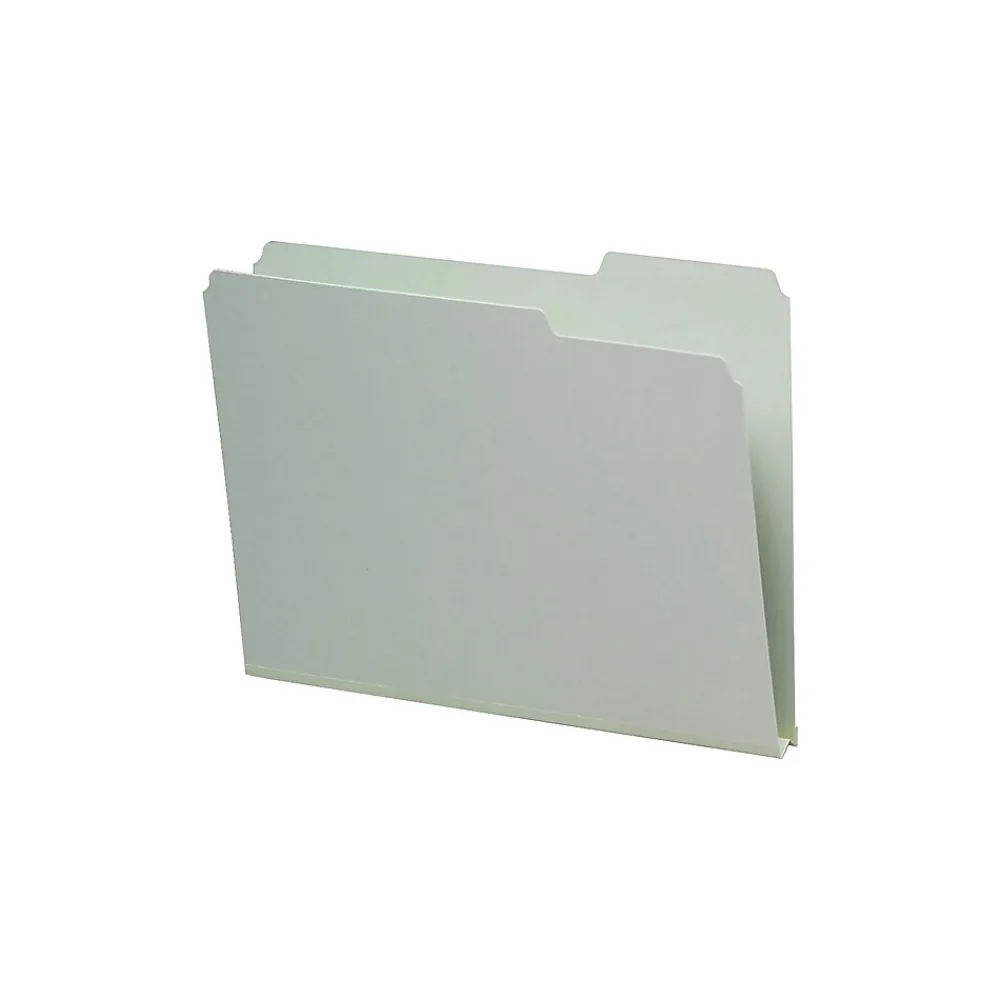 File Folders|Smead Heavy Duty File Folder, 1/3-Cut Tab, 1" Expansion, Letter Size, Gray/Green, 25/Bx (13230)