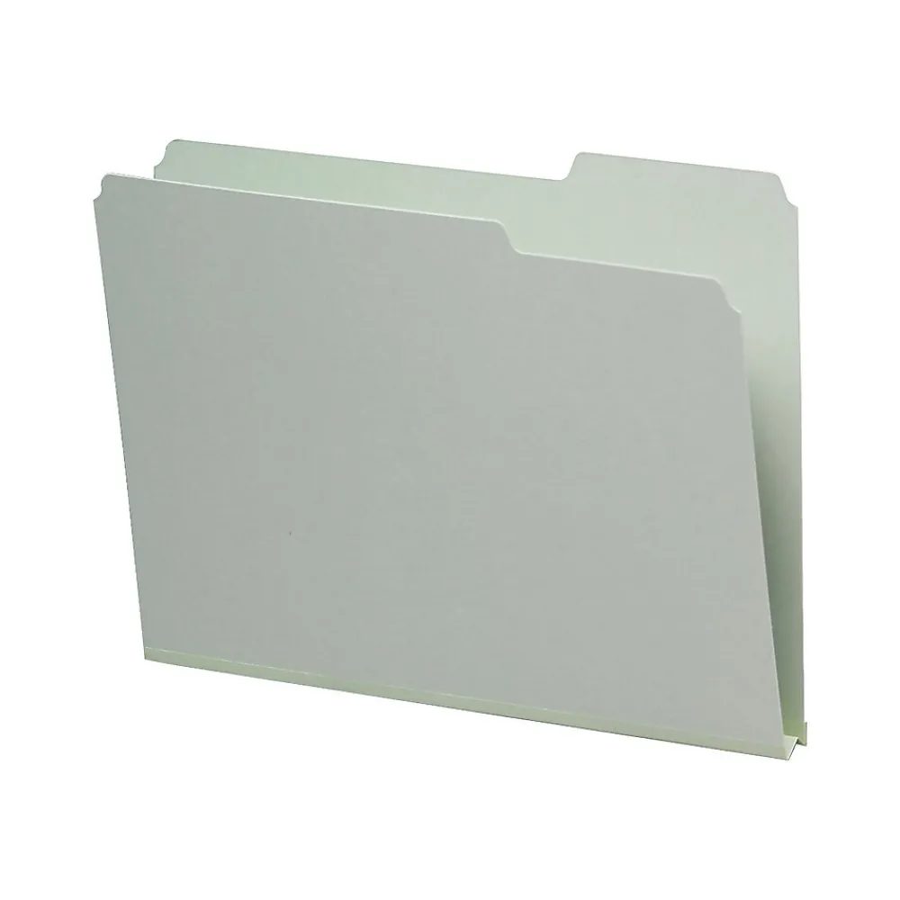 File Folders|Smead Heavy Duty File Folder, 1/3-Cut Tab, 1" Expansion, Letter Size, Gray/Green, 25/Bx (13230)