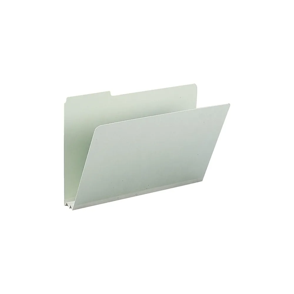 File Folders|Smead Heavy Duty Pressboard File Folder, 1/3-Cut Tab, 2" Expansion, Legal Size, Gray/Green, 25/Box (18234)