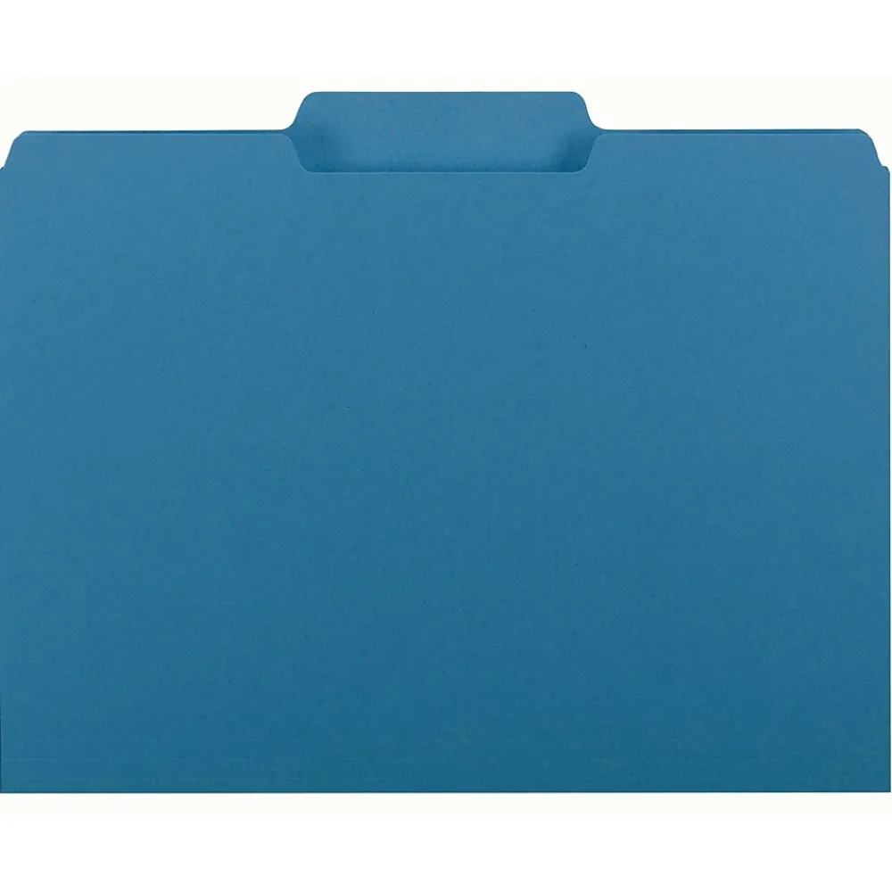 File Folders|Smead Interior File Folder, 3 Tab, Letter Size, Sky Blue, 100/BX (10287)