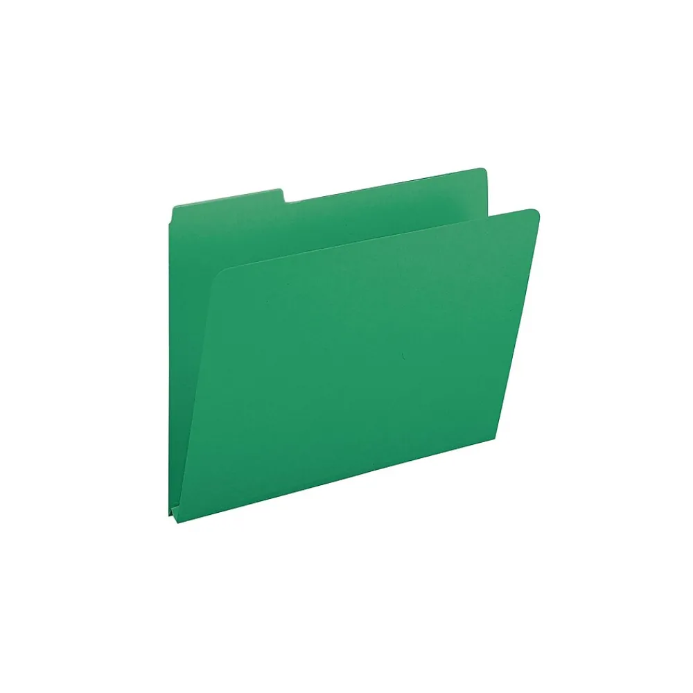 File Folders|Smead Pressboard File Folders, 1/3-Cut Tab, 1" Expansion, Letter Size, Green, 25/Box (21546)