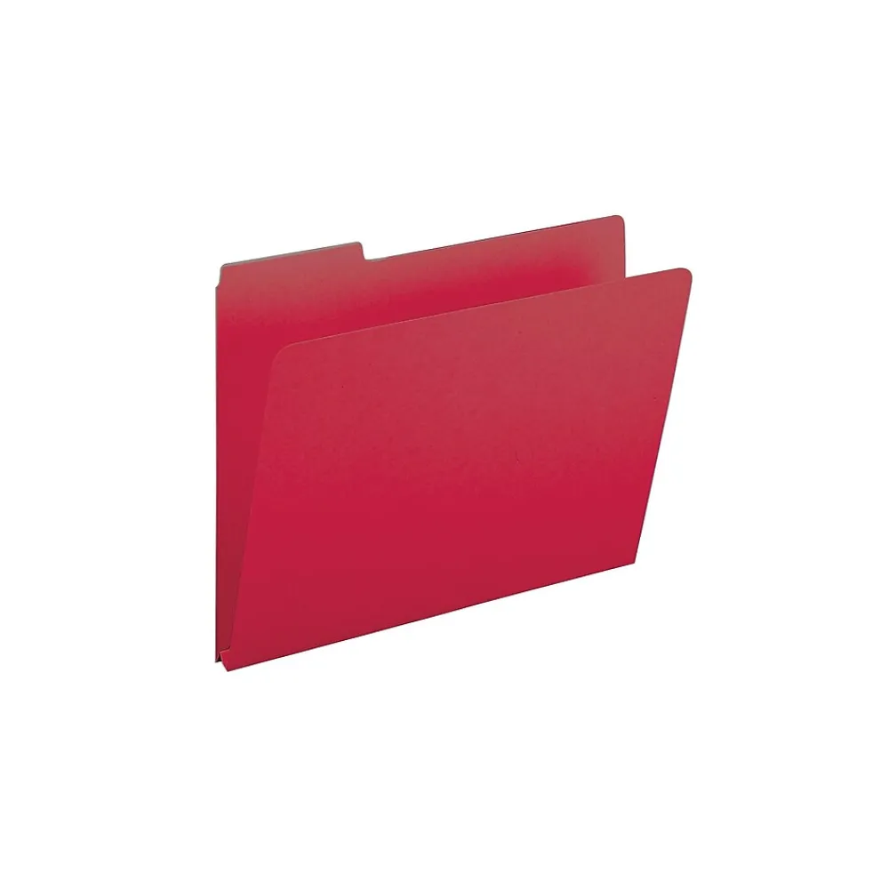 File Folders|Smead Pressboard File Folders, 1/3-Cut Tab, 1" Expansion, Letter Size, Bright Red, 25/Box (21538)