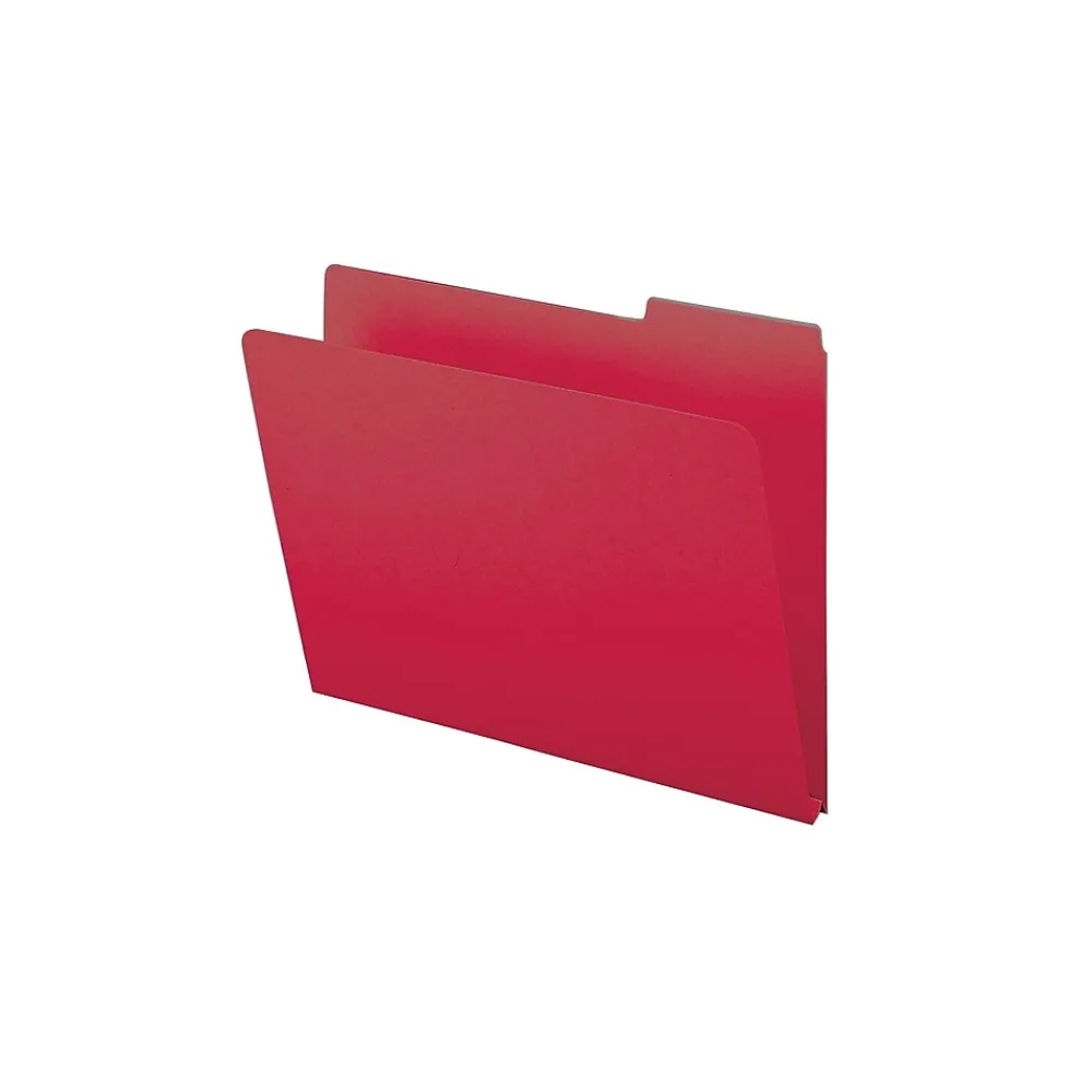 File Folders|Smead Pressboard File Folders, 1/3-Cut Tab, 1" Expansion, Letter Size, Bright Red, 25/Box (21538)
