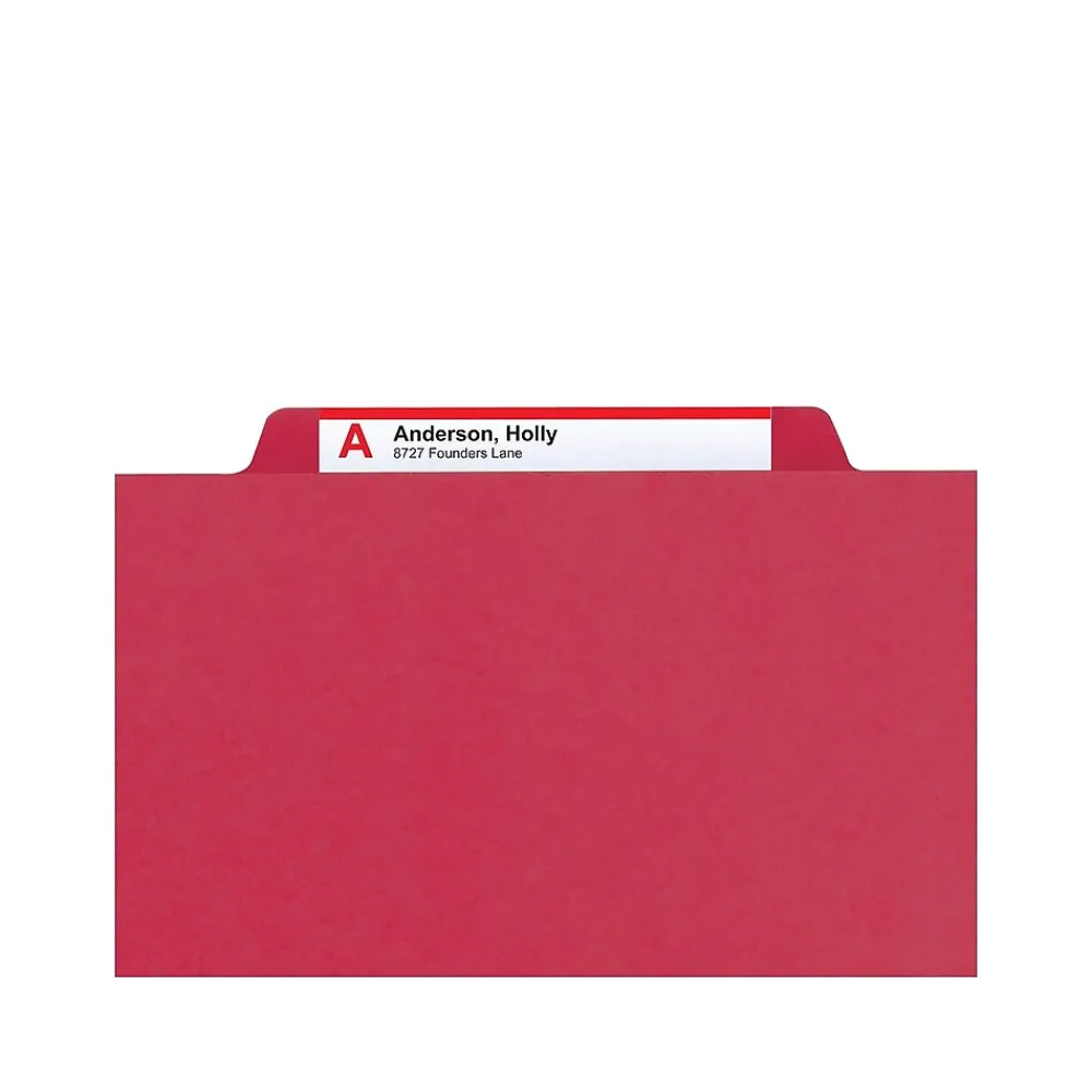 File Folders|Smead Pressboard File Folders, 1/3-Cut Tab, 1" Expansion, Letter Size, Bright Red, 25/Box (21538)