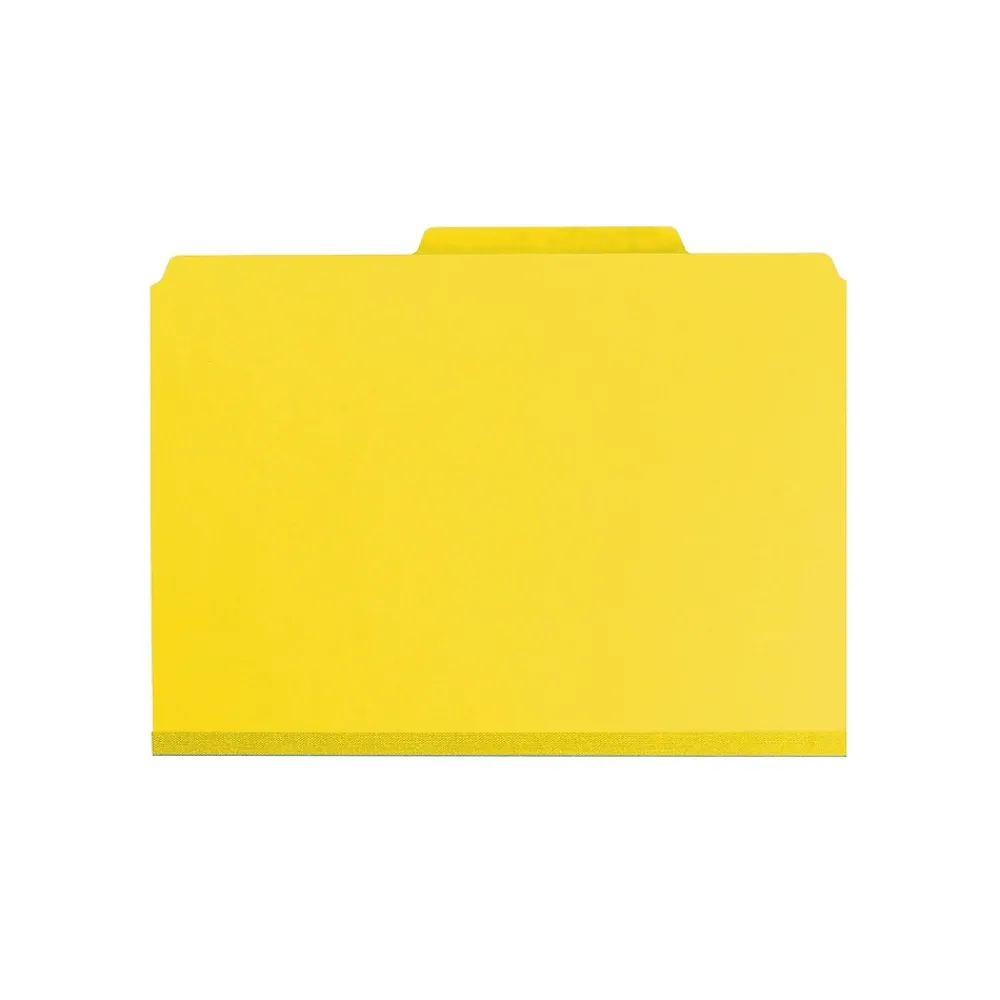 File Folders|Smead Pressboard File Folders, 1/3-Cut Tab, 1" Expansion, Letter Size, Yellow, 25/Box (21562)