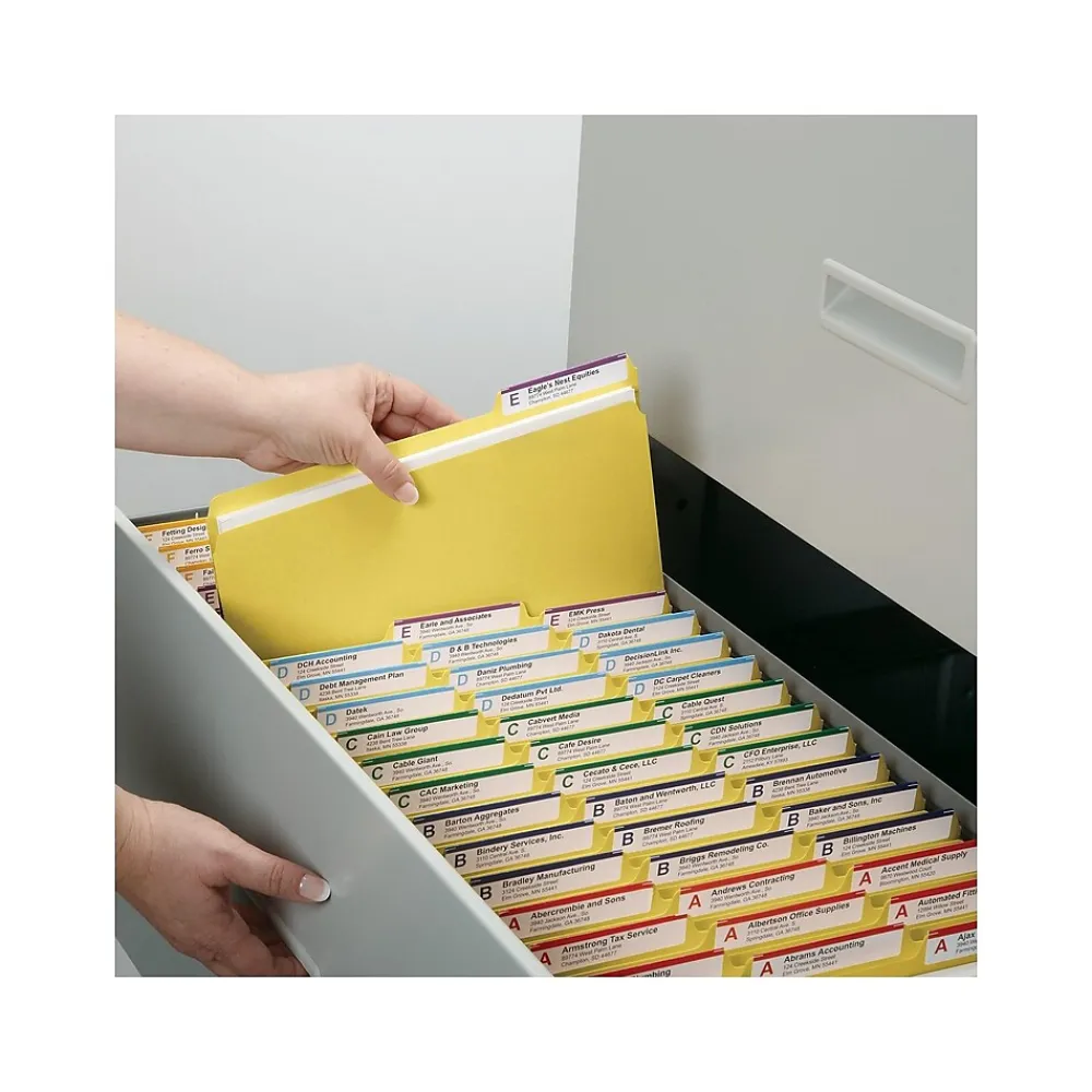 File Folders|Smead Pressboard File Folders, 1/3-Cut Tab, 1" Expansion, Letter Size, Yellow, 25/Box (21562)