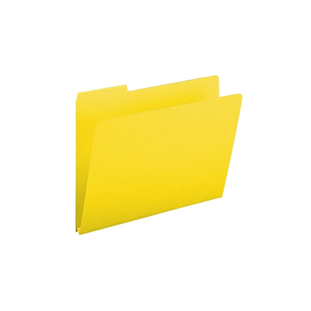 File Folders|Smead Pressboard File Folders, 1/3-Cut Tab, 1" Expansion, Letter Size, Yellow, 25/Box (21562)