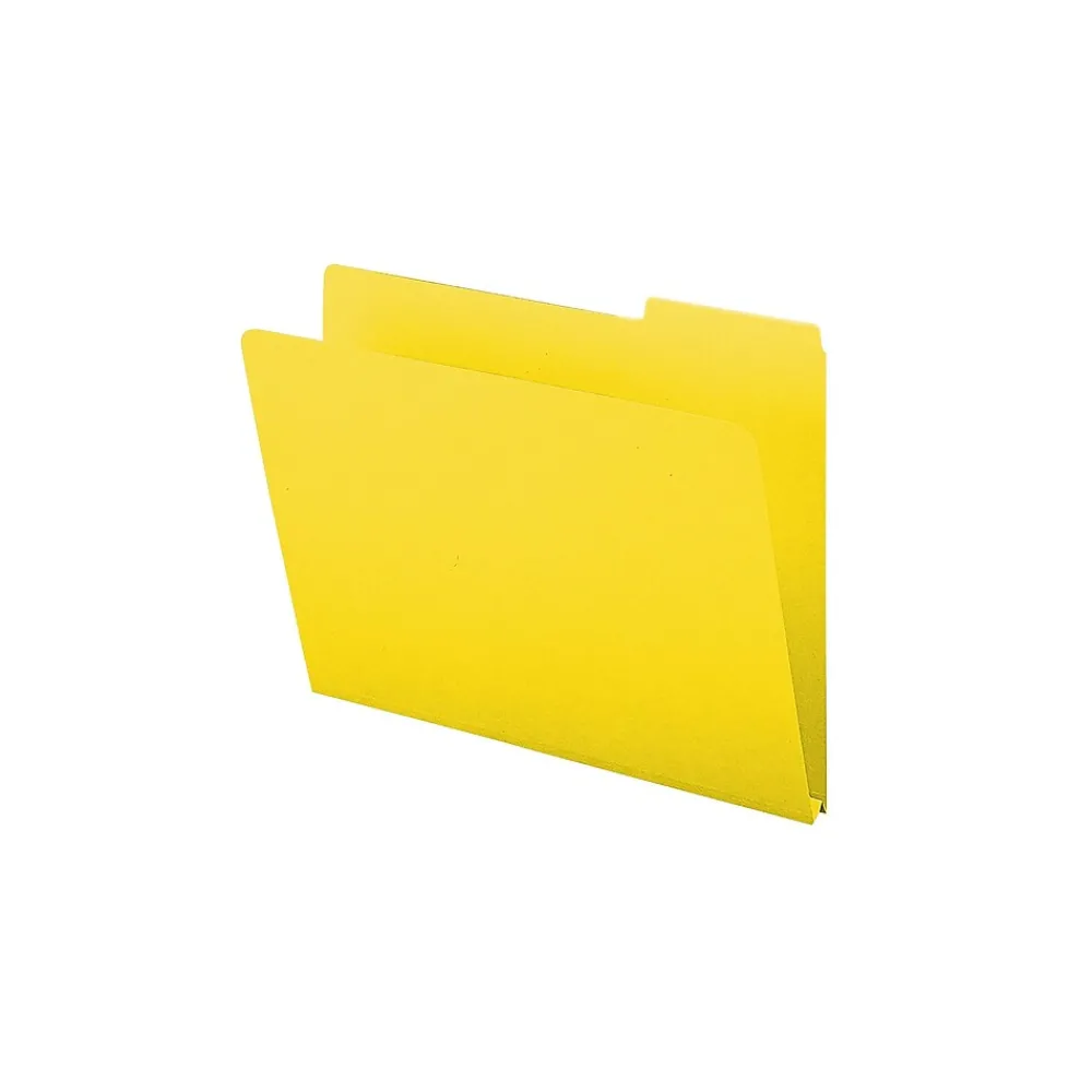 File Folders|Smead Pressboard File Folders, 1/3-Cut Tab, 1" Expansion, Letter Size, Yellow, 25/Box (21562)