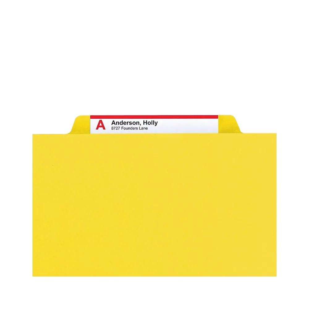 File Folders|Smead Pressboard File Folders, 1/3-Cut Tab, 1" Expansion, Letter Size, Yellow, 25/Box (21562)