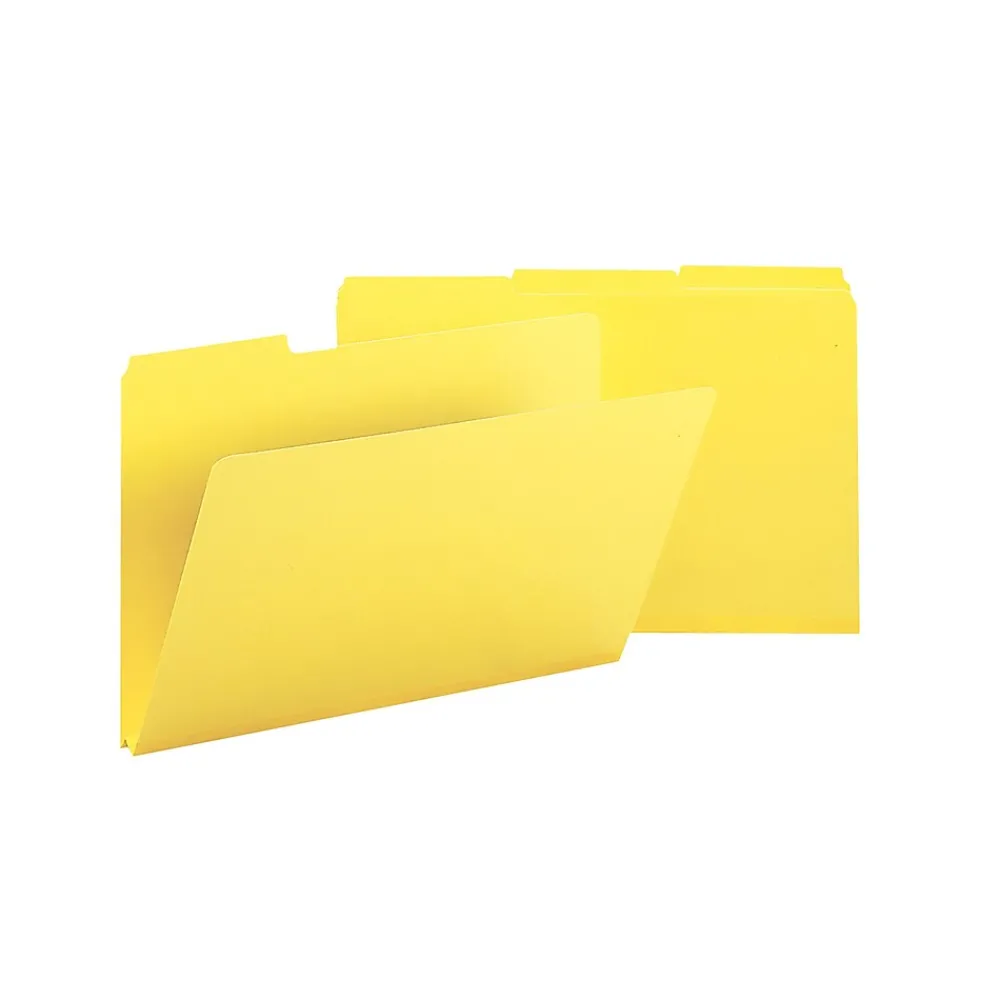 File Folders|Smead Pressboard File Folder, 1/3-Cut Tab, 1" Expansion, Legal Size, Yellow, 25/Box (22562)