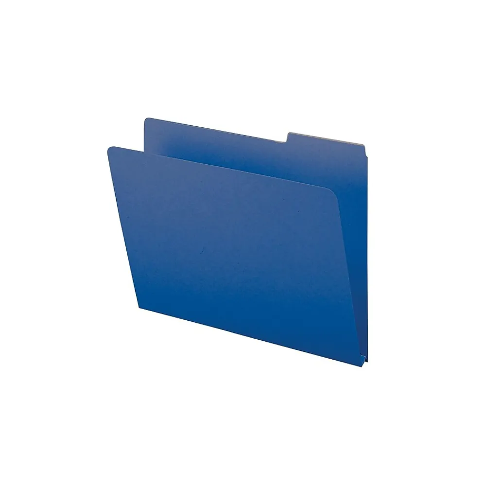 File Folders|Smead Pressboard File Folder, 1/3-Cut Tab, 1" Expansion, Letter Size, Dark Blue, 25/Box (21541)