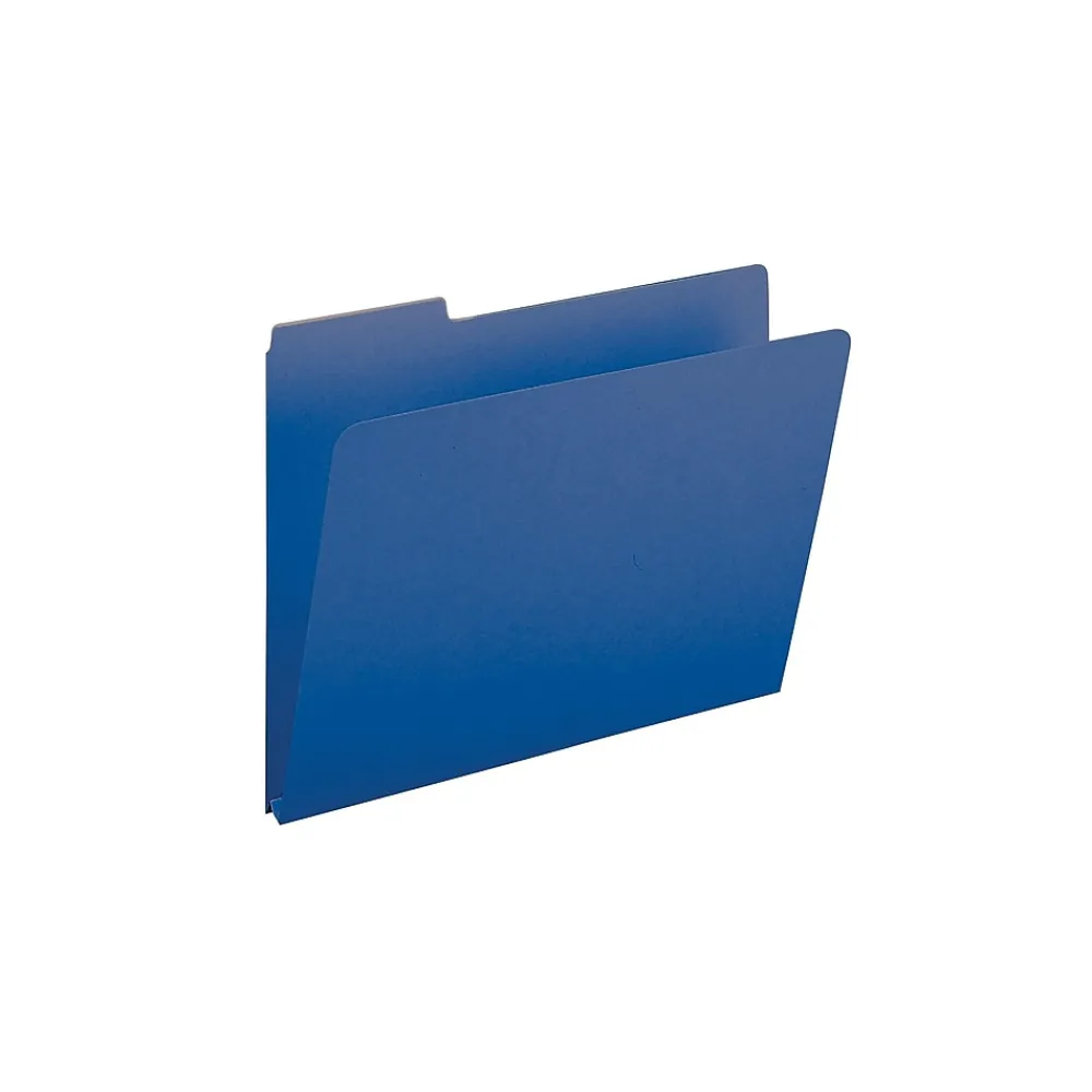 File Folders|Smead Pressboard File Folder, 1/3-Cut Tab, 1" Expansion, Letter Size, Dark Blue, 25/Box (21541)