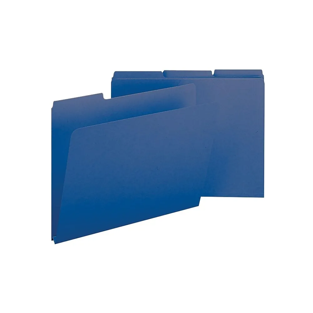 File Folders|Smead Pressboard File Folder, 1/3-Cut Tab, 1" Expansion, Letter Size, Dark Blue, 25/Box (21541)