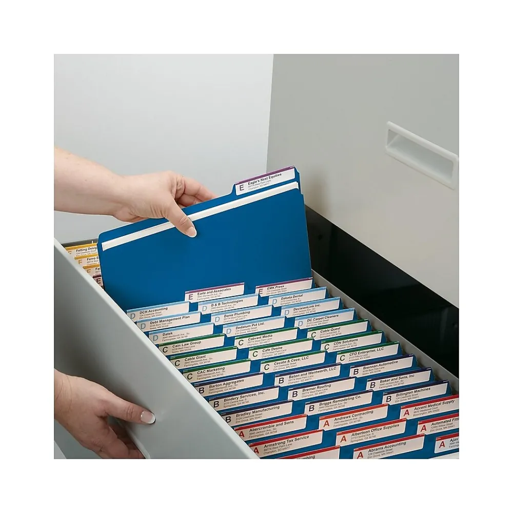 File Folders|Smead Pressboard File Folder, 1/3-Cut Tab, 1" Expansion, Letter Size, Dark Blue, 25/Box (21541)