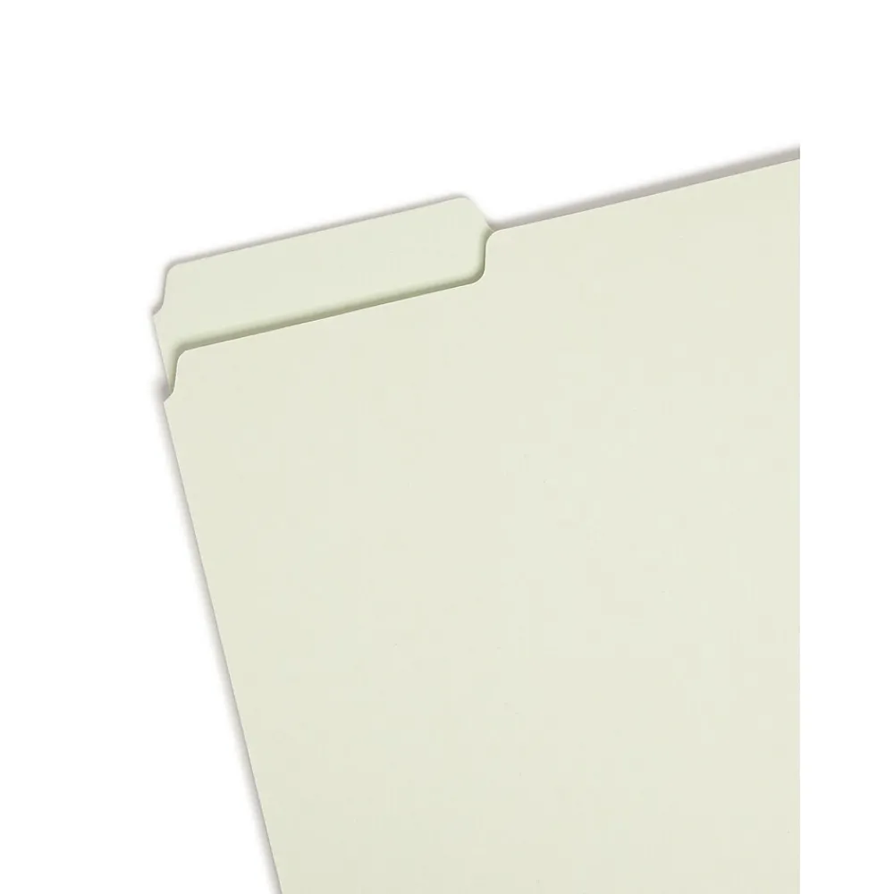 File Folders|Smead Pressboard File Folder, 1/3-Cut Tab, 2" Expansion, Letter Size, Gray/Green, 25/Box (13234)