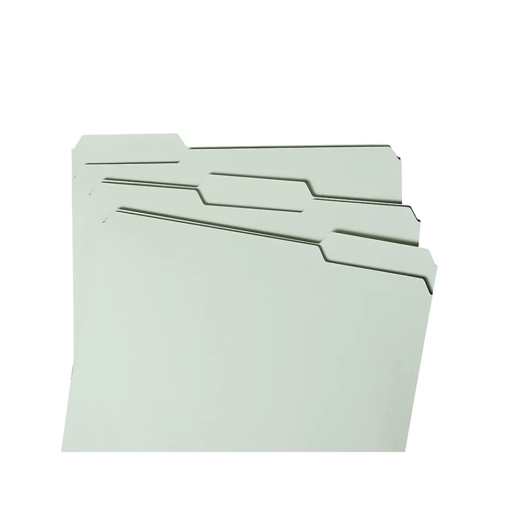 File Folders|Smead Pressboard File Folder, 1/3-Cut Tab, 2" Expansion, Letter Size, Gray/Green, 25/Box (13234)