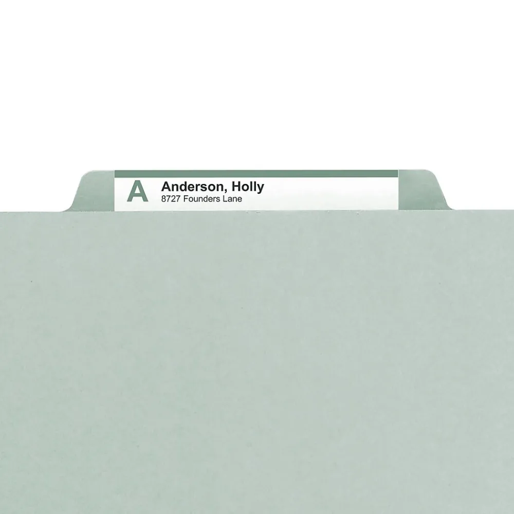 File Folders|Smead Pressboard File Folder, 1/3-Cut Tab, 2" Expansion, Letter Size, Gray/Green, 25/Box (13234)