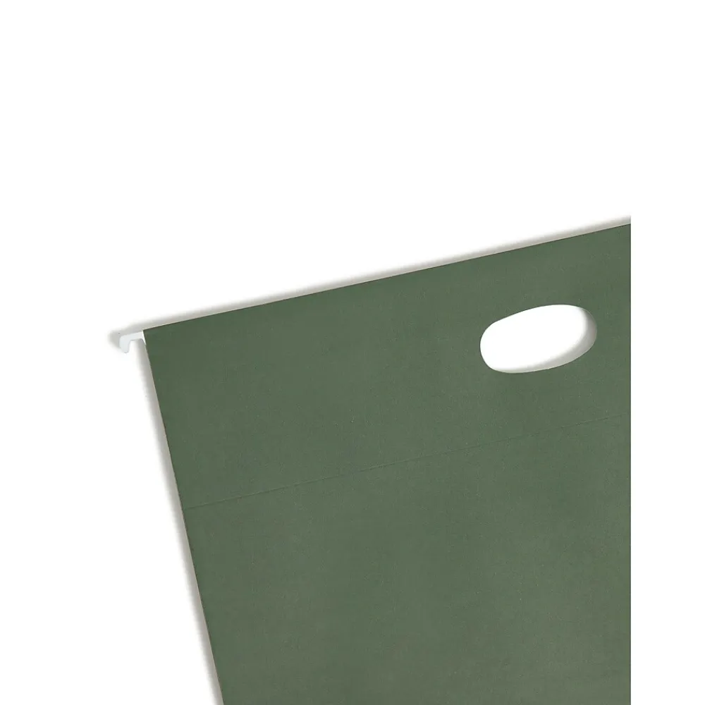 Hanging File Folders|Smead Recycled Hanging File Pocket, 1.75" Expansion, Legal Size, Standard Green, 25/Box (64318)