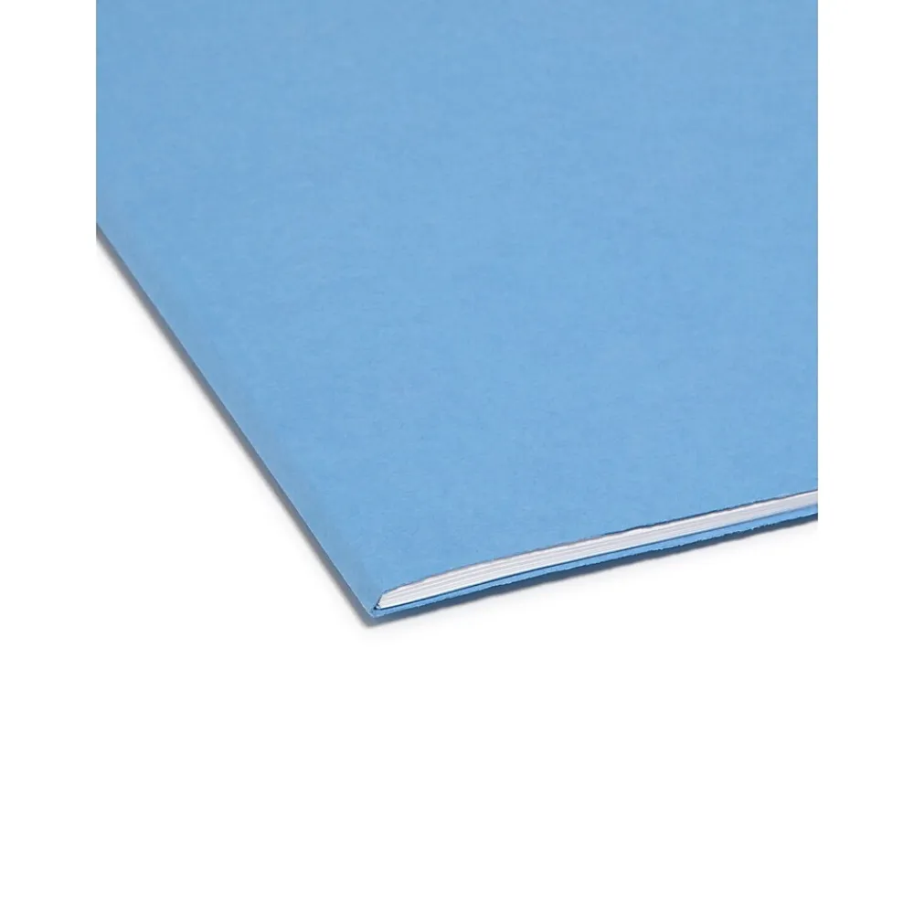 File Folders|Smead Reinforced File Folder, Straight Cut, Legal Size, Blue, 100/Box (17010)