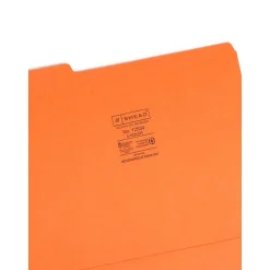 File Folders|Smead Reinforced File Folder, 3 Tab, Letter Size, Orange, 100/Bx (12534)