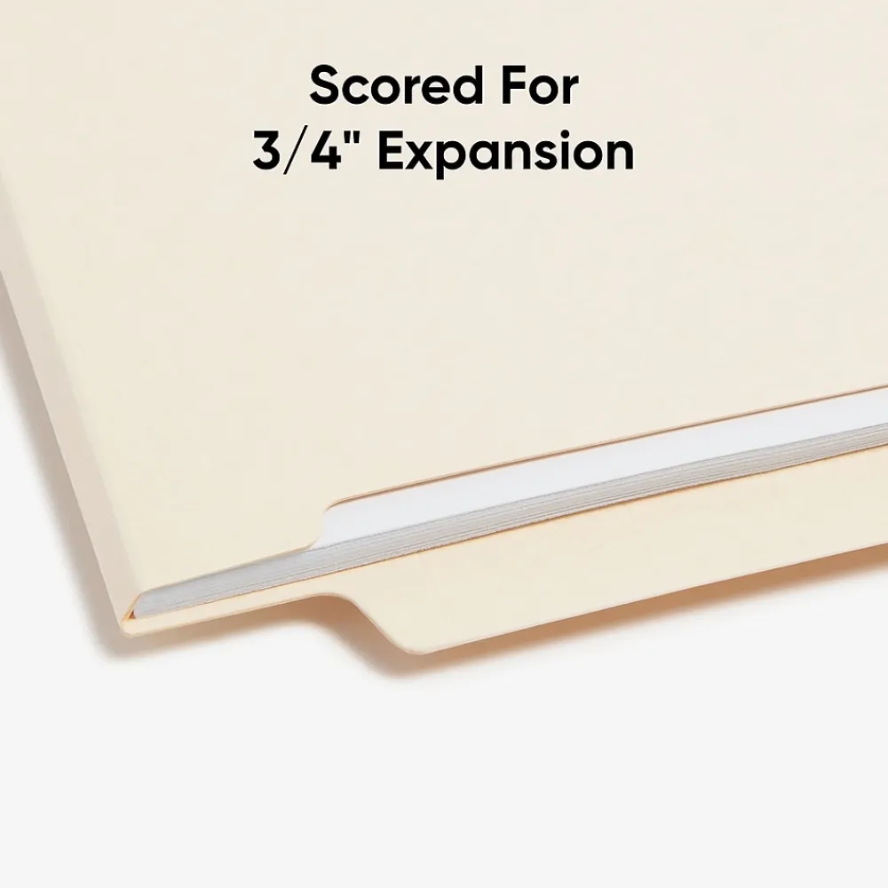 File Folders|Smead Shelf-Master Recycled End Tab File Folder, Straight Cut, Letter Size, Manila, 100/Box (24111)