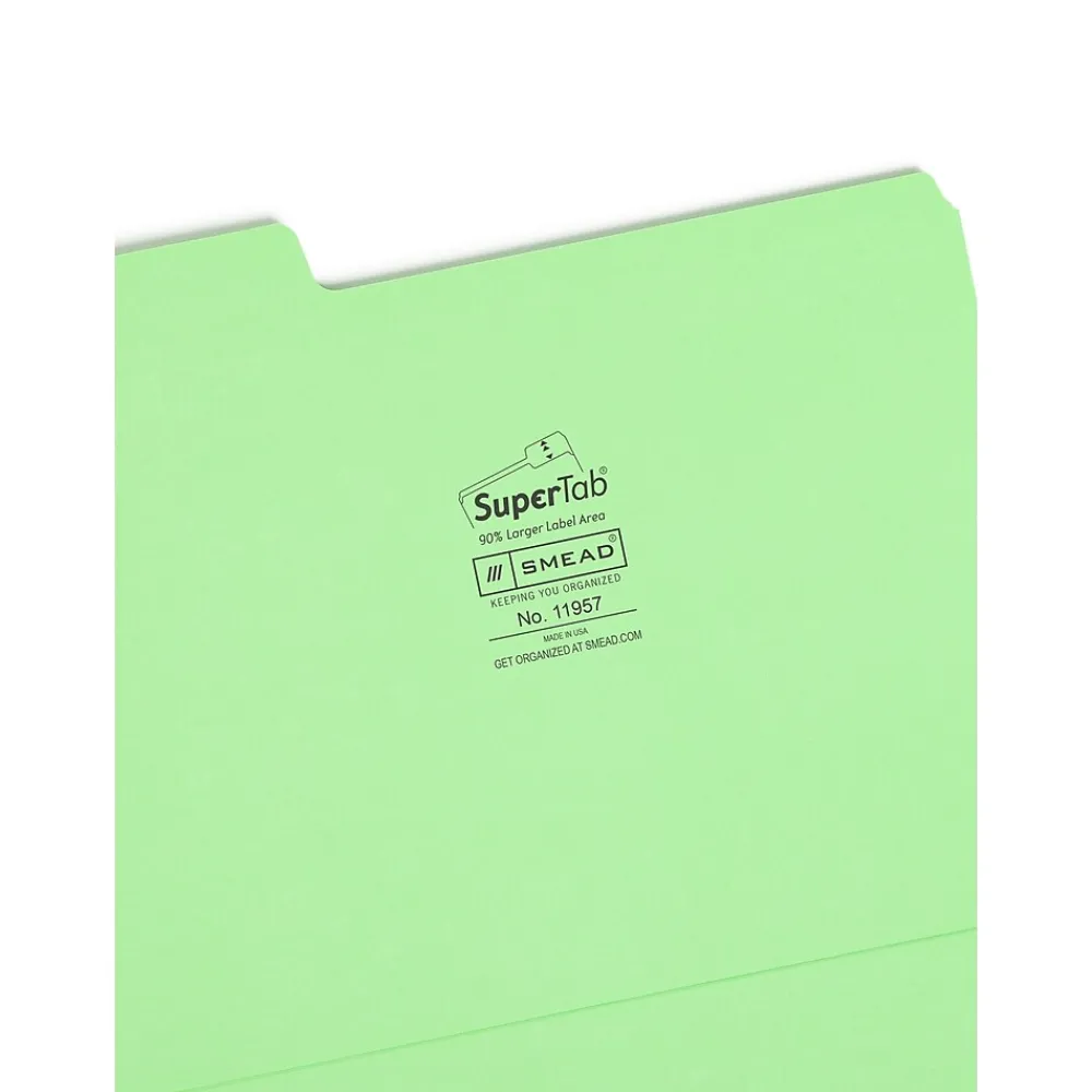File Folders|Smead SuperTab File Folders, 1-Tab, Letter Size, Assorted, 24/Pack (11957)