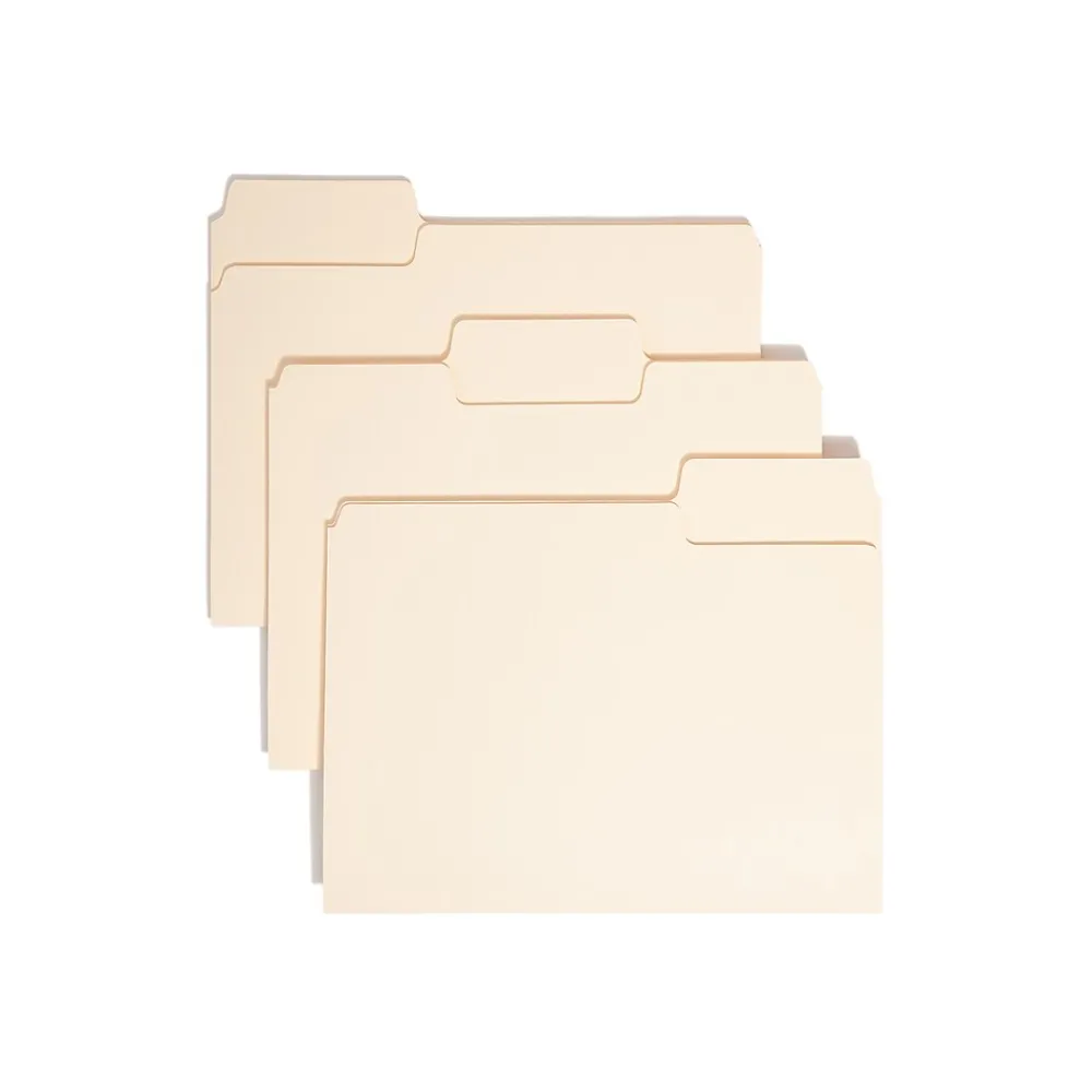 File Folders|Smead SuperTab Heavy Duty File Folder, Oversized 1/3-Cut Tab, Letter Size, Manila, 50/Box (10401)