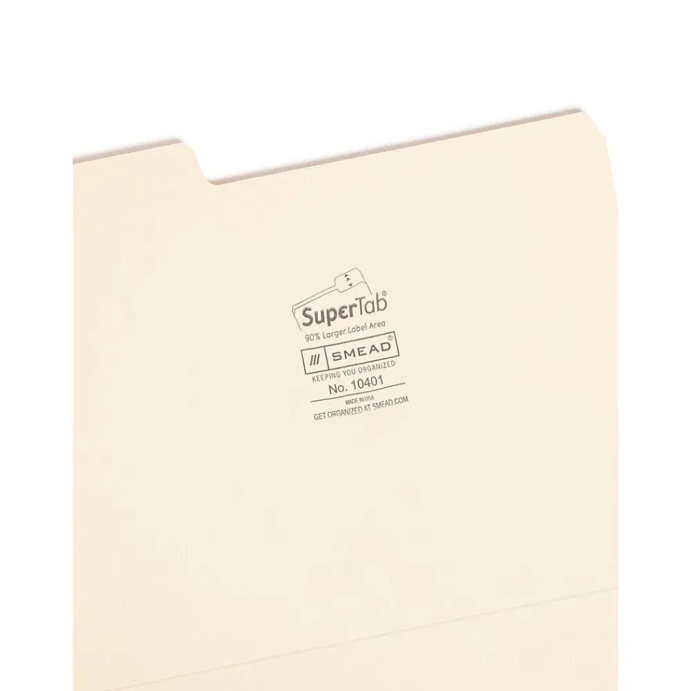 File Folders|Smead SuperTab Heavy Duty File Folder, Oversized 1/3-Cut Tab, Letter Size, Manila, 50/Box (10401)