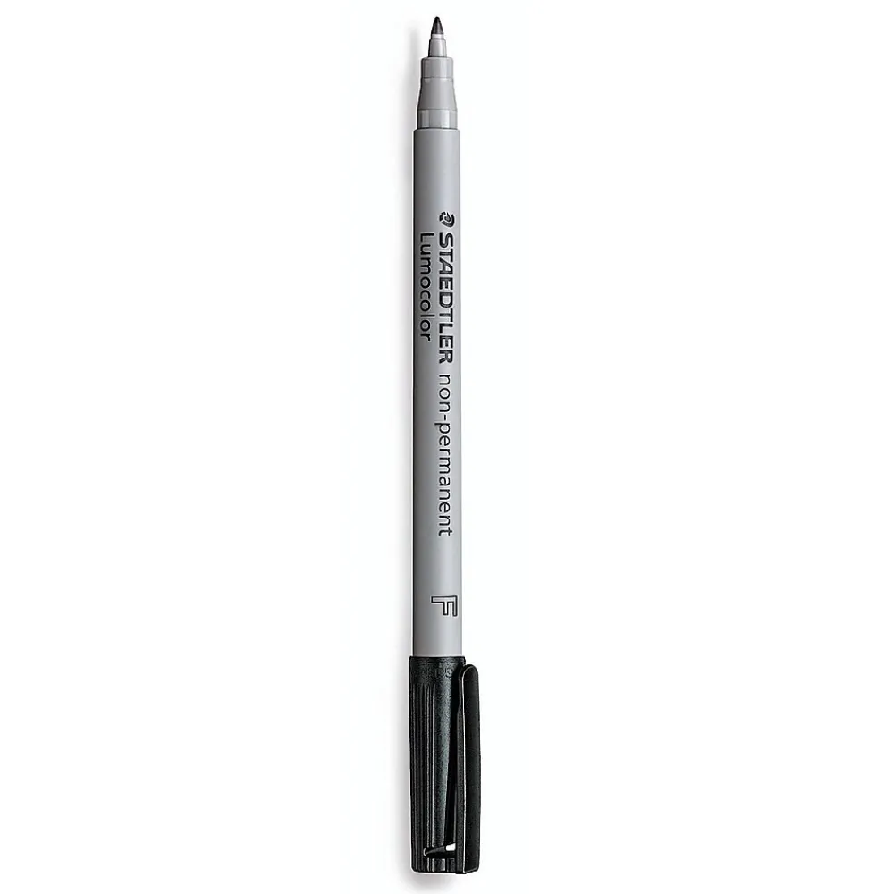 Markers|Staedtler Lumocolor Non-Permanent Overhead Projection Markers, Fine Tip, Black, 10/Pack (49725)