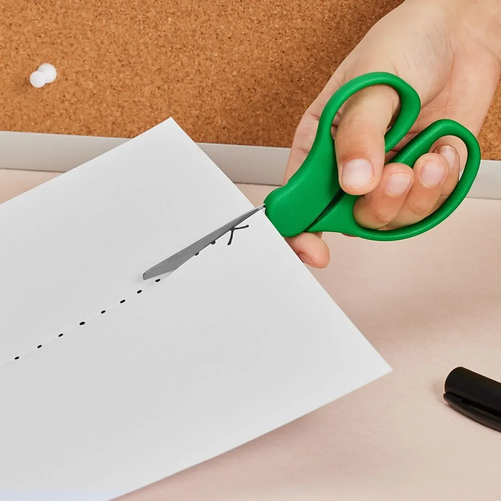 Scissors|Staples 5" Kids Pointed Tip Stainless Steel Scissors, Straight Handle, Right & Left Handed, 2/Pack (TR55054)