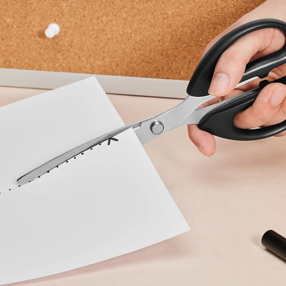 Scissors|Staples 8" Pointed Tip Stainless Steel Scissors, Straight Handle, Right & Left Handed (TR55045)
