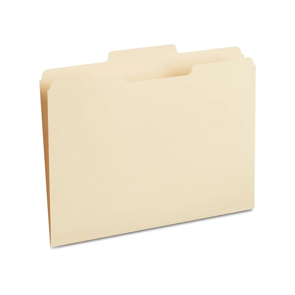 File Folders|Staples 30% Recycled File Folders, 1/3-Cut Tab, Center Position, Letter Size, Manila, 100/Box (ST116780/116780)