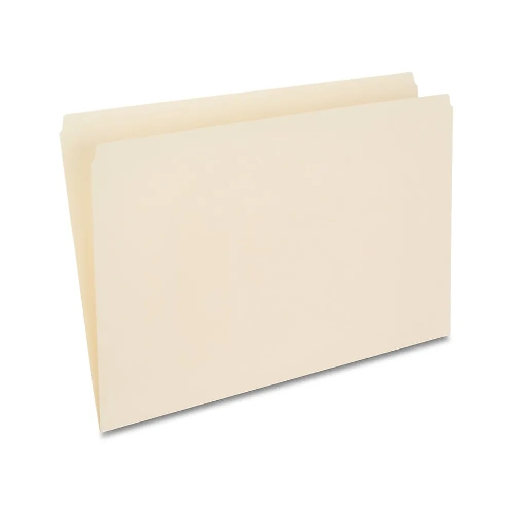 File Folders|Staples 30% Recycled File Folder, Straight Cut, Legal Size, Manila, 100/Box (ST116889/116889)
