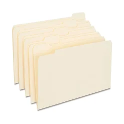 File Folders|Staples 30% Recycled File Folder, 1/5 Cut, Legal Size, Manila, 100/Box (ST163378/163378)