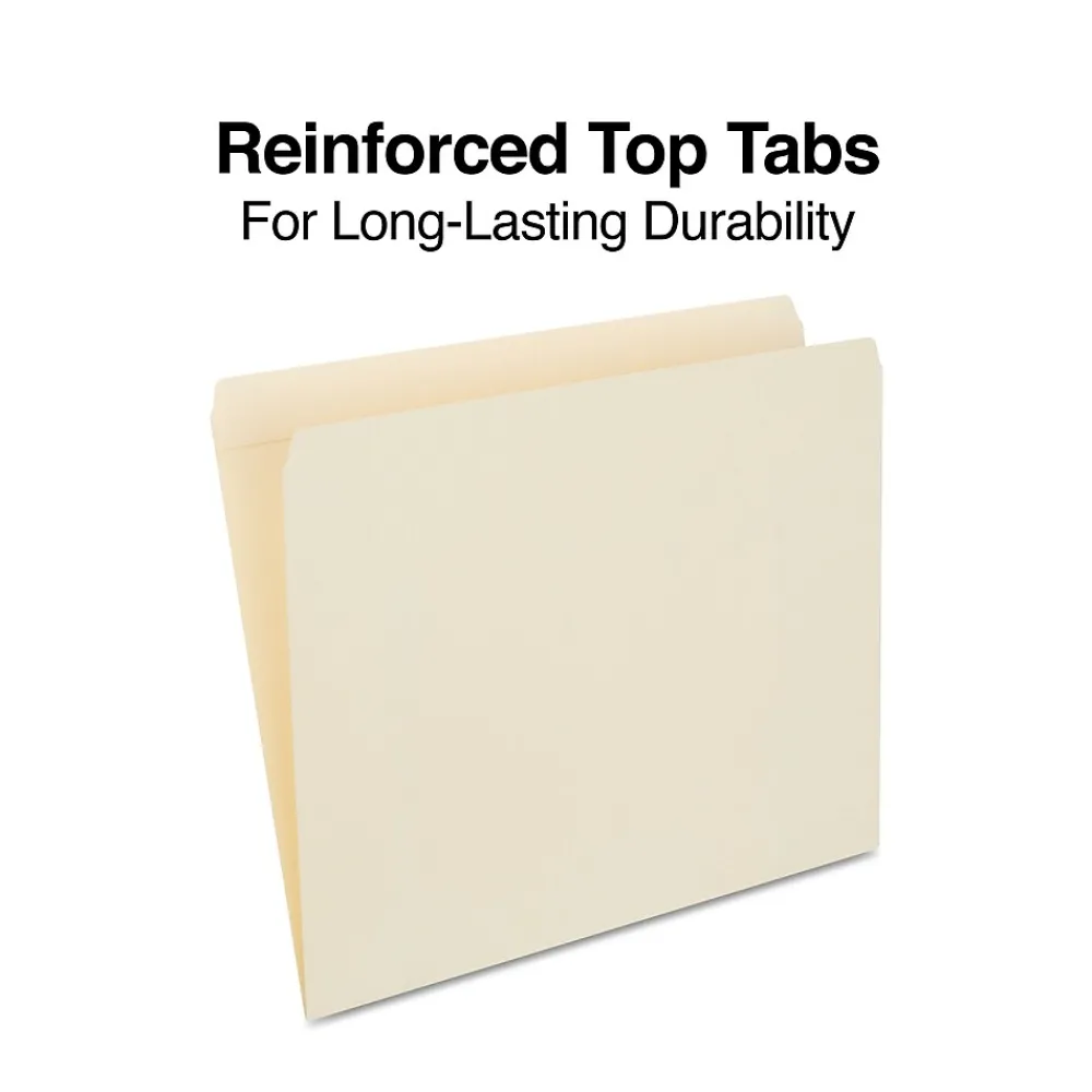 File Folders|Staples 30% Recycled Reinforced File Folders, Single Tab, Letter Size, Manila, 100/Box (ST508820/508820)