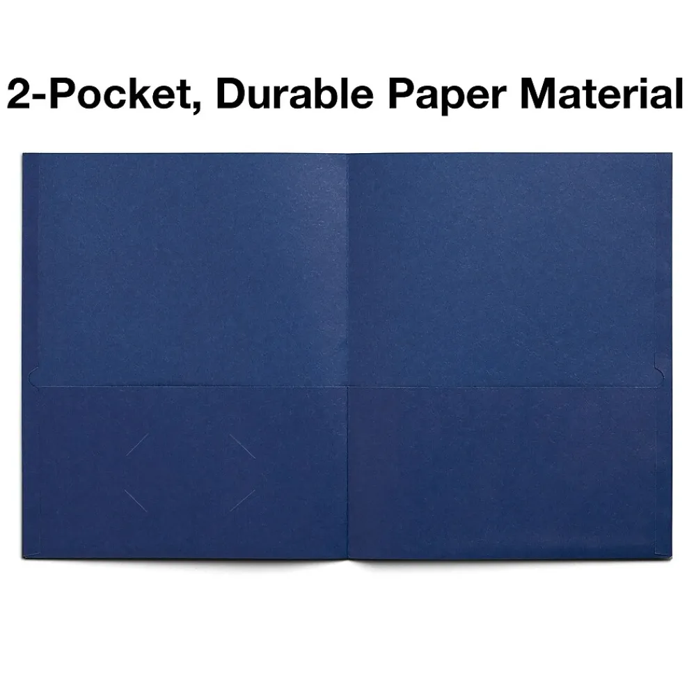 Pocket Folders|Staples 10% Recycled Smooth 2-Pocket Paper Presentation Folder, , 10/Pack (ST13377) Dark Blue