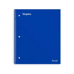 Notebooks|Staples Accel 3-Subject Notebook, 8.5" x 11", College Ruled, 150 Sheets, Colors (ST15758D) Assorted