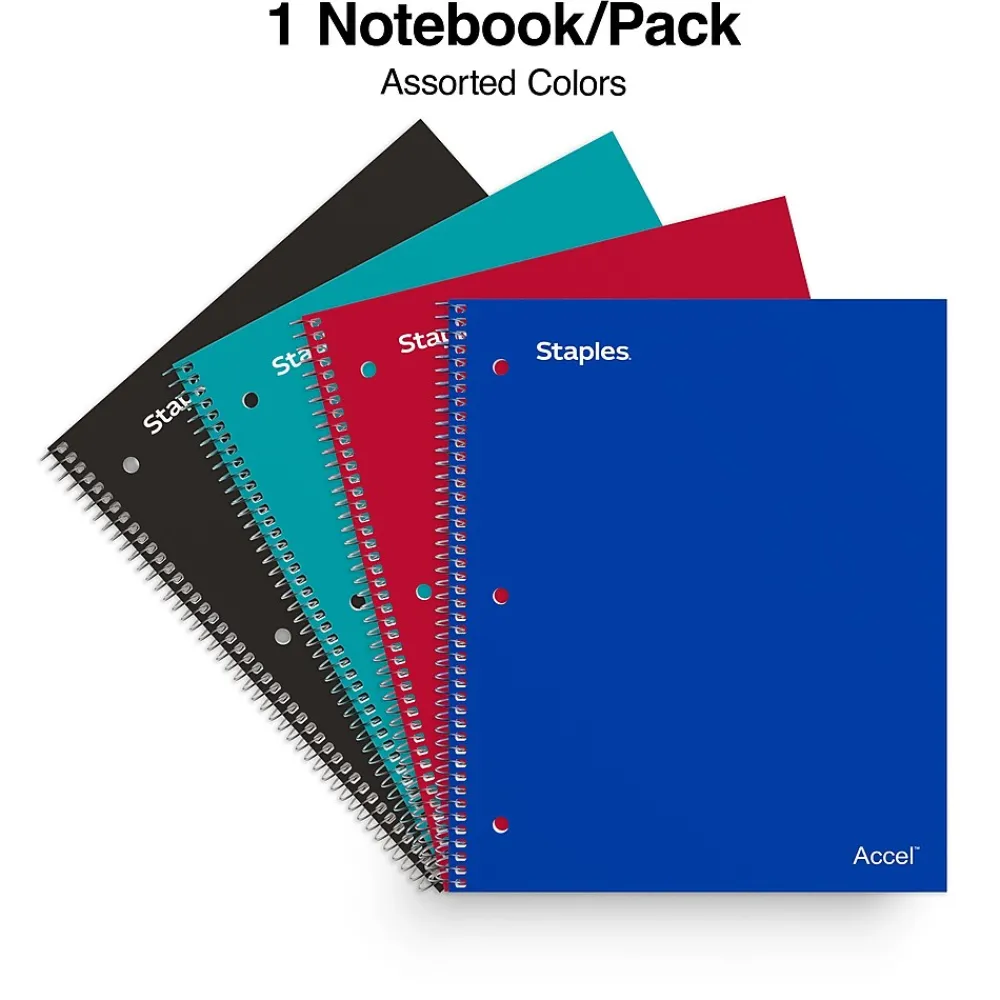 Notebooks|Staples Accel 1-Subject Notebooks, 8.5" x 11", Graph Ruled, 100 Sheets (ST25855D)