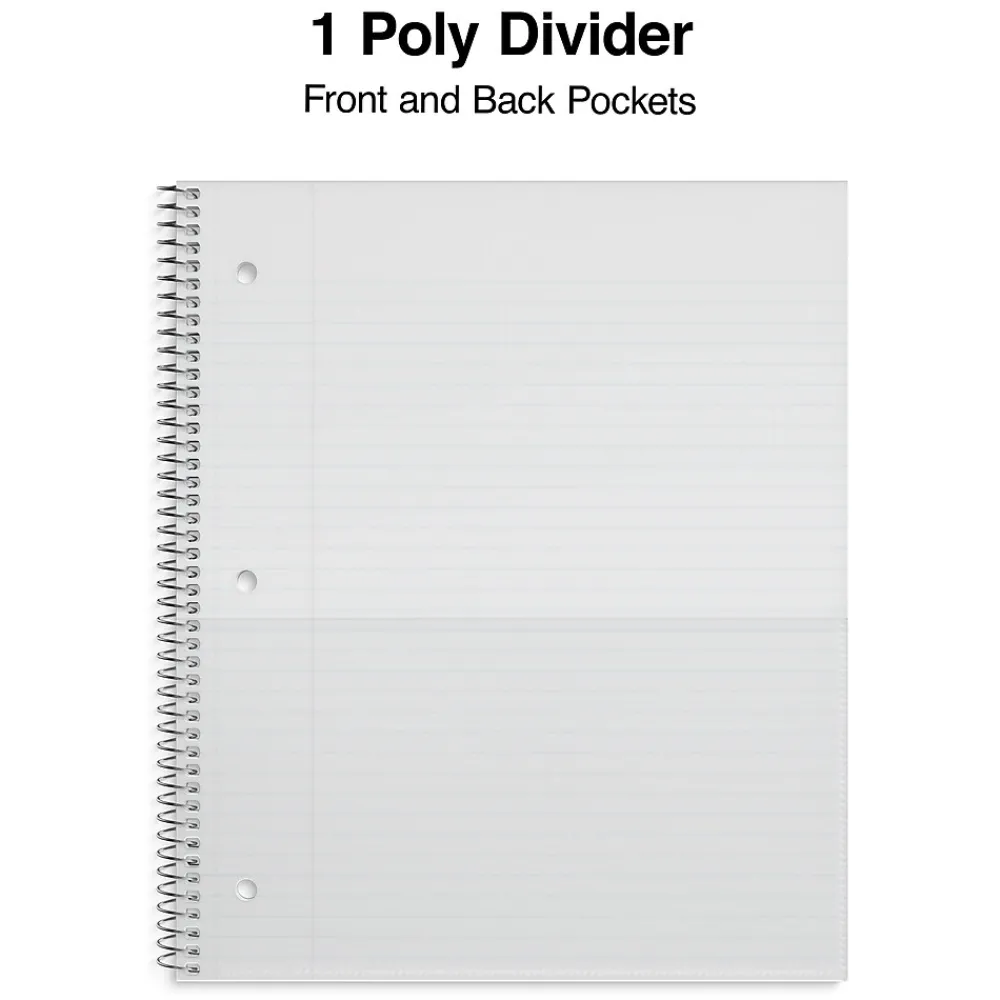 Subject Notebooks|Staples ® Accel 1-Subject Subject Notebooks, 8.5" x 11", College Ruled, 100 Sheets, White (25539M)