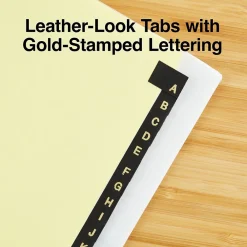 Dividers|Staples Alphabetical Pre-Printed Paper Divider, A-Z Tabs, Buff/Black Tabs, 1 Set (18946/11483)