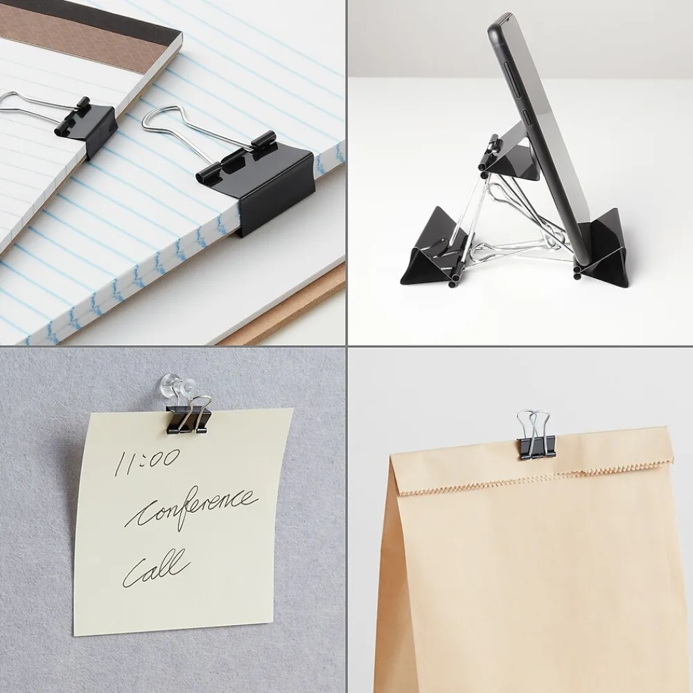 Clips & Fasteners|Staples Assorted Binder Clips, 1" Capacity, Black, 60 Clips/Pack (ST15339-CC)